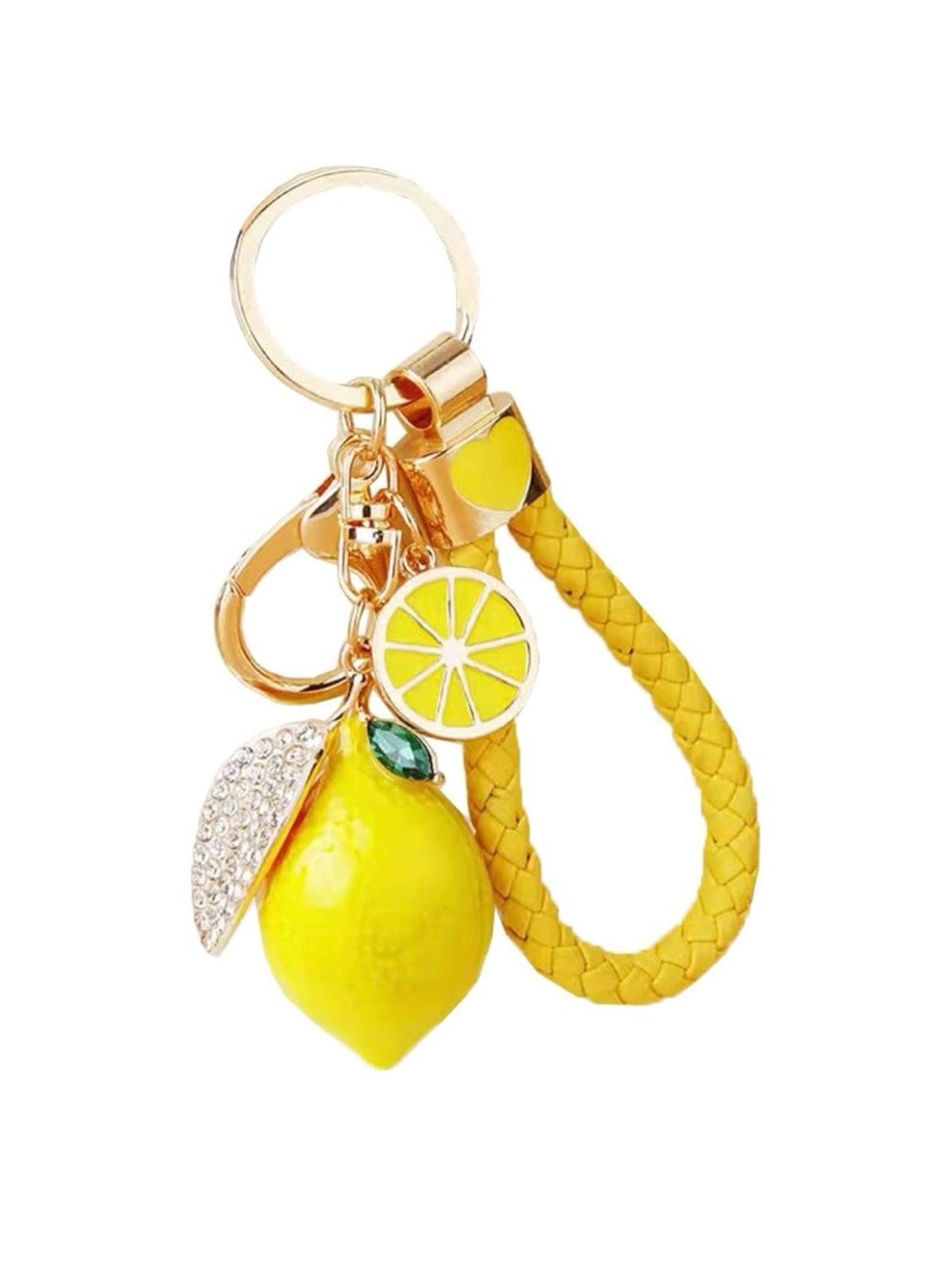 $30.00- Braided Crystal Lemon Bag Charm Keychain